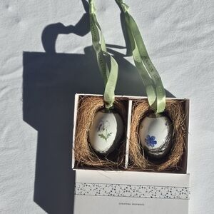 Royal Copenhagen Easter Eggs Set Of 2 In Box Hepatica/Pansy 1 249 475 Denmark